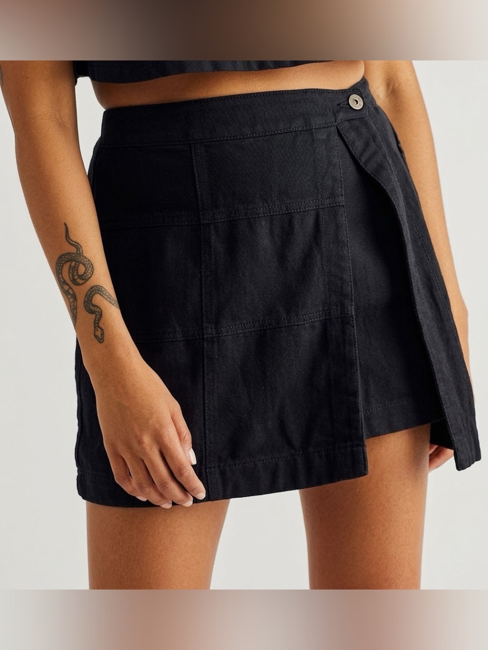Free People Faux Wrap Skort in Black